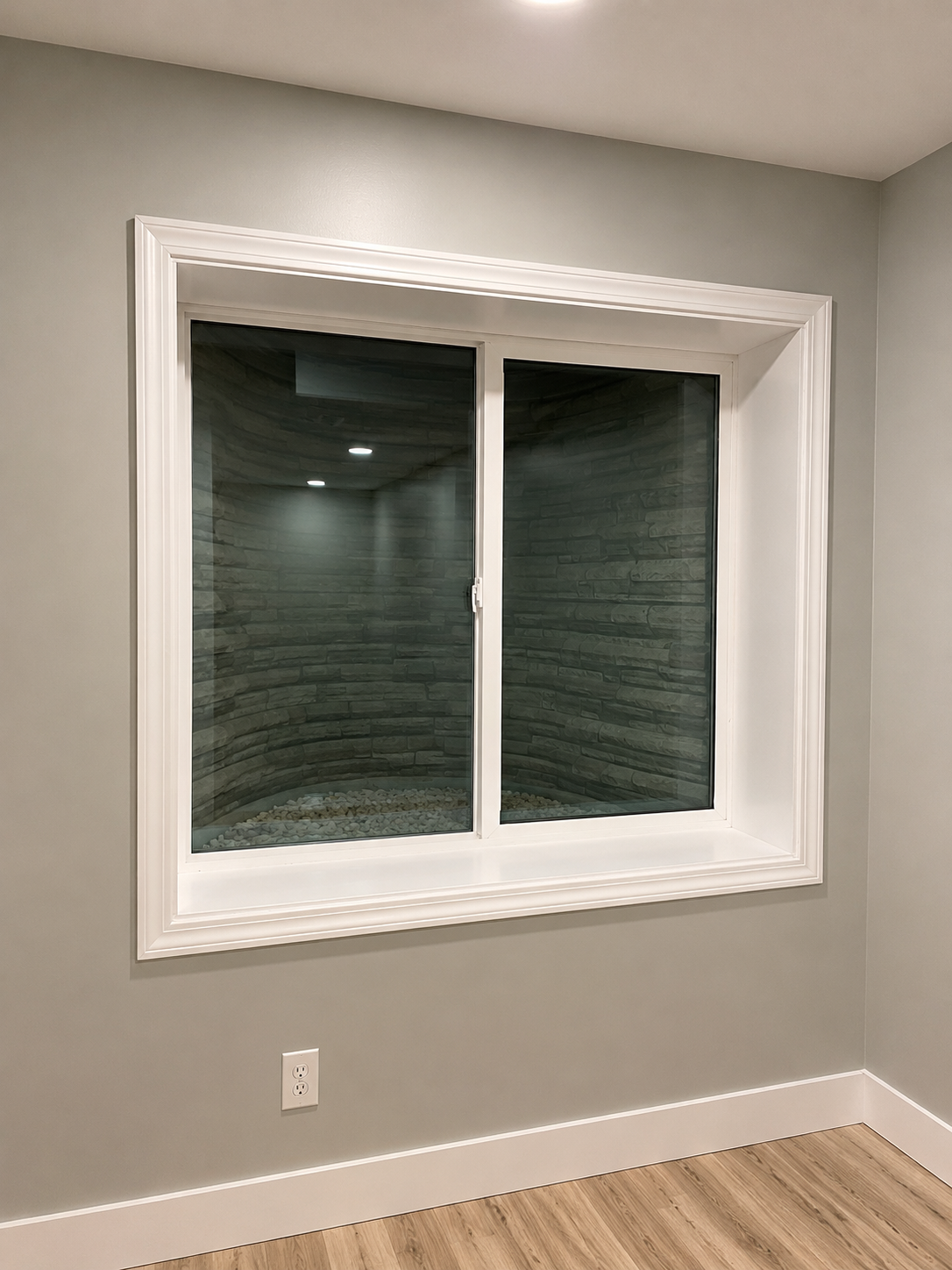 Finished basement with 4x4 slider egress window, Edwardsville IL